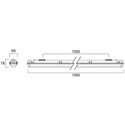 Boîtier vide START WATERPROOF pour deux tubes LED L1500mm - SYLVANIA - 0047924