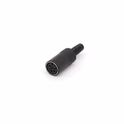 SPECIFICATIONS : couleur capuchon: noir 5 broches sur 240° + 1 broche centrale capot en plastique moulé connexions à souder
