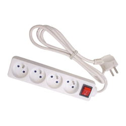 Perel EB4S-3 multiprise 3 m 4 sortie(s) CA Intérieure Blanc