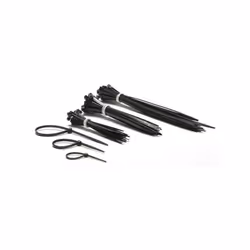 CARACTERISTIQUES : noir résiste aux UV SPECIFICATIONS : 25pcs 2.5 x 100mm 25pcs 3.6 x 140mm 25pcs 3.6 x 200mm