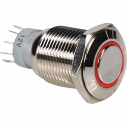Velleman R1600R, Bouton-poussoir, Avec fil, Laiton, Nickel, Rouge, IP65, 230 V