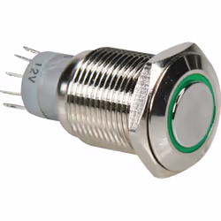 Velleman R1600G, Bouton-poussoir, Avec fil, Laiton, Vert, Nickel, IP65, 230 V