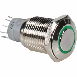 Velleman R1610G, Bouton-poussoir, 5P, Vert, Nickel, 230 V, 24 V, 1 A