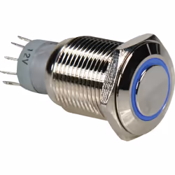Velleman R1610B, Bouton-poussoir, Avec fil, Laiton, Bleu, Nickel, IP65, 230 V