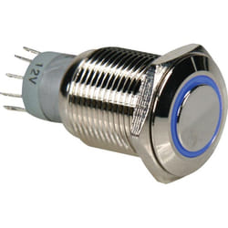 Velleman R1610B commutateur électrique Bouton-poussoir Bleu, Nickel