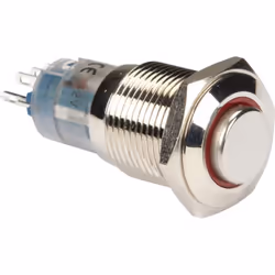 Velleman R1710R, Bouton-poussoir, Avec fil, Laiton, Nickel, Rouge, IP65, 230 V