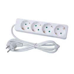 Perel EB4-G multiprise 1,5 m 4 sortie(s) CA Intérieure Blanc