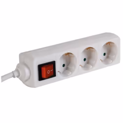 Perel EB3S-3-G, 3 m, Intérieure, Type F, Type E, IP20, Polypropylène (PP)