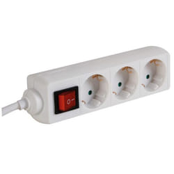 Perel EB3S-3-G multiprise 3 m 3 sortie(s) CA Intérieure Blanc