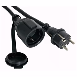 Perel Rallonge, H05RR-F 3G2.5, 5 m, 16 A/230 V, 3680 W, type E/F, Schuko, IP44, caoutchouc, noir Vous avez besoin de plus de  ...
