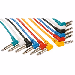 HQ-Power Câble de patch, ensemble, 6 couleurs, 2 x jack 6.35 mm mâle, mono, 90°, 1 m, parfait pour la transmission sonore Vou ...