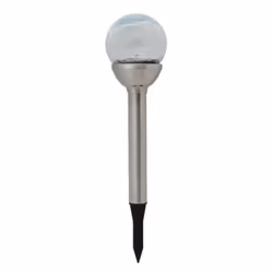 Perel Lampe de jardin solaire LED RGB avec piquet de terre et capteur 34 cm, acier inoxydable, économe en énergie, 12 pièces  ...