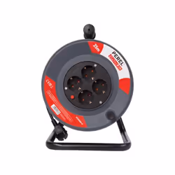Perel ECR25N2-G multiprise 25 m 4 sortie(s) CA Intérieure Noir, Gris clair