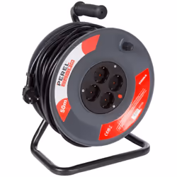 Perel Enrouleur de câble, dérouleur câble, rallonge électrique, rallonge intérieure, 4 prises Schuko, typ F, prise allemande, ...