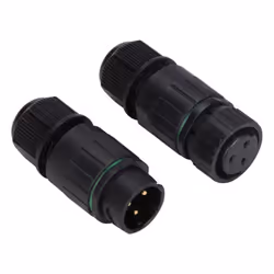 Velleman CUI03, 3 Pin, Noir, Mâle/Femelle, Droit, IP67, 1,5 mm²