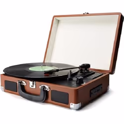 Platine Valise Tourne Disque - Velleman - Entièrement Manuel - Encodage USB - Marron