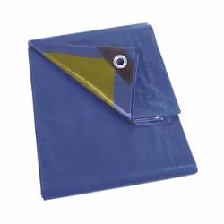 usage universel imperméable avec illets tissé: 10 x 10 coins renforcés dimensions: 2 x 4 m couleur: bleu/kaki poids: 110 g/m²