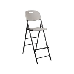 Perel FP140N chaise d'extérieur Dîner Siège rigide Dossier rigide Polyéthylène, Acier Noir, Blanc