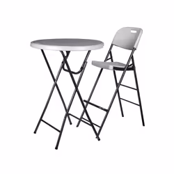 Perel FP140N chaise d'extérieur Dîner Siège rigide Dossier rigide Polyéthylène, Acier Noir, Blanc