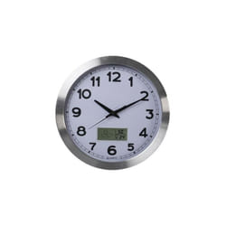 Perel - horloge murale en aluminium avec écran lcd et thermomètre, hygromètre & prévisions météo - ø 35 cm WC102 RI17361