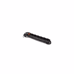 Multiprise PEREL - 6 prises avec interrupteur & protection contre les surcharges - noir