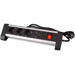 Perel Multiprise avec interrupteur 2 ports USB 3 prises, bloc multiprise parafoudre, 3 prises électrique type F Schuko mise à ...