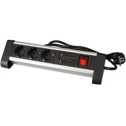 Multiprise avec interrupteur 2 ports usb 3 prises, bloc multiprise parafoudre, 3 prises électrique type f Schuko mise à la terre, câble de 1.5,