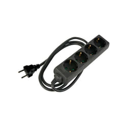 Hq Power - bloc multiprises 4 prises avec gaine rétractile - 3G1.5 - câble de 5 m - noir - schuko