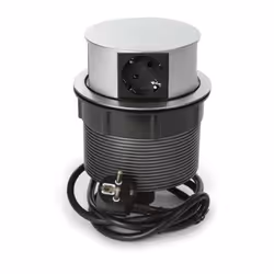 Perel Bloc multiprise escamotable, 4 prises schuko (type F), diamètre 121 mm, usage intérieur, noir/gris Que vous soyez dans  ...