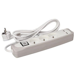 Perel EB3CGUSB multiprise 1 m 3 sortie(s) CA Intérieure Gris, Blanc