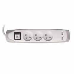 Perel EB3CGUSB multiprise 1 m 3 sortie(s) CA Intérieure Gris, Blanc