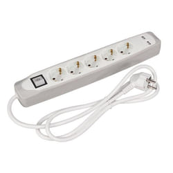 Perel EB5CGUSB-G multiprise 1 m 5 sortie(s) CA Intérieure Gris, Blanc