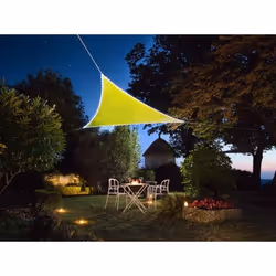 Perel Voile d'ombrage, 170 LED solaires, hydrofuge, 3,6 x 3,6 x 3,6 m, 160 g/m², IP44, polyester, triangulaire, vert lime Mun ...