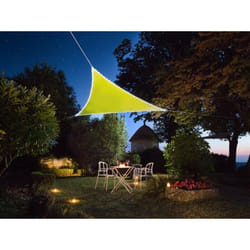 Perel - Voile d'ombrage, 170 led solaires, hydrofuge, 3,6 x 3,6 x 3,6 m, 160 g/m², IP44, polyester, triangulaire, vert lime