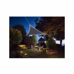 Perel Voile d'ombrage, 170 LED solaires, hydrofuge, 3,6 x 3,6 x 3,6 m, 160 g/m², IP44, polyester, triangulaire, anthracite Mu ...