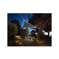 Voile d'ombrage, 170 led solaires, hydrofuge, 3,6 x 3,6 x 3,6 m, 160 g/m², IP44, polyester, triangulaire, anthracite - Perel