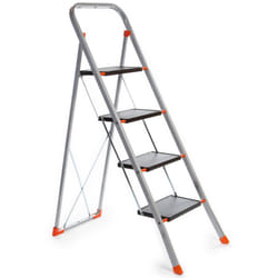 Toolland - Marchepied, 4 marches, pliable, escabeau domestique avec poignée élevée, patins antidérapants et profil antidérapant sur les deux marches,