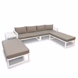 Perel Salon de jardin en aluminium ensemble de jardin 8 places lounge dextérieur avec table et coussins pour jardin