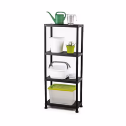 Perel Étagère de rangement avec 4 étagères, montage sans outil, inclut des supports de fixation murale, capacité de charge de ...