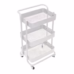 Perel Chariot de cuisine en métal avec trois tiroirs spacieux et poignée, 4 roues avec freins, facilement manœuvrable, idéal  ...