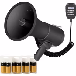 Velleman Mégaphone puissant de 50 W avec sirène intégrée, porte voix, enregistrement de 700 secondes, réglage du volume, Blue ...