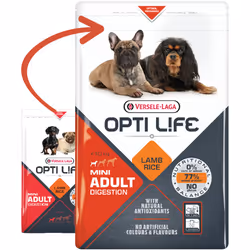 Versele-Laga Opti Life Adult Digestion Mini 7,5 kg Adulte Agneau, Riz