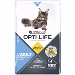 Les croquettes Opti Life chat adulte light / stérilisé sont élaborées à base de poulet et sans céréales.Pauvres en glucides,  ...