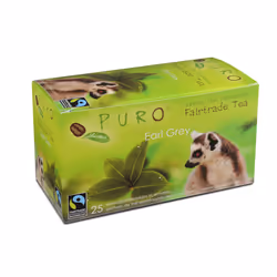 PURO Fairtrade Earl Grey, Thé noir, 2 g, Carton rigide, 25 pièce(s)