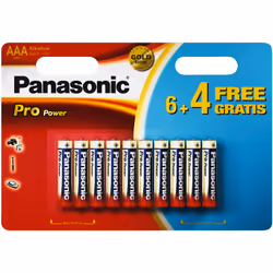 Panasonic Pro Power AAA 6+4, Batterie à usage unique, AAA, Alcaline, 1,5 V, 10 pièce(s), Noir, Or, Rouge