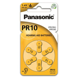 Panasonic - Piles pour appareil auditif PR10 x6