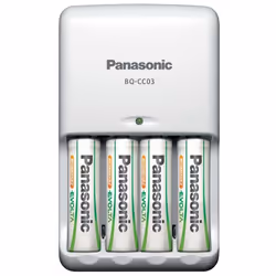 Panasonic BQ-CC03, Hybrides nickel-métal (NiMH), AA, AAA, Piles fournies