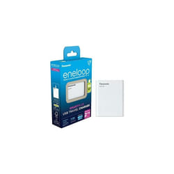 Panasonic Eneloop SmartPlus USB Chargeur de voyage, pour 1 à 4 piles AA/AAA Ni-MH, avec sortie USB et 10 fonctions de sécurité, bleu