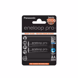 Panasonic 2500mAh, 1.2V, Batterie rechargeable, AA, 1,2 V, 2 pièce(s), 2500 mAh, Noir