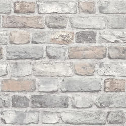 Papier peint - Grandeco - A28902 - Effet brique - Pastel gris et rose - 10 m x 53 cm